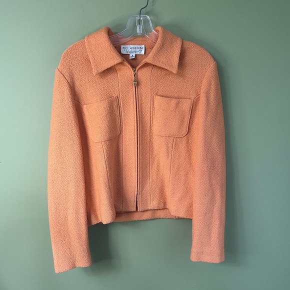 St John Collection By Marie Gray Jacket Womens Size 8 Orange Full Zip Wool Retro - Picture 1 of 9